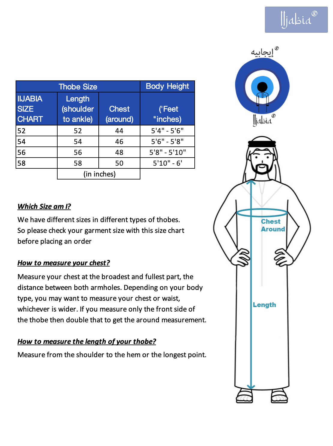 Moroccan Embroidery Mens Thobe - 3/4th Sleeves - Model 8 - IIJM8-6