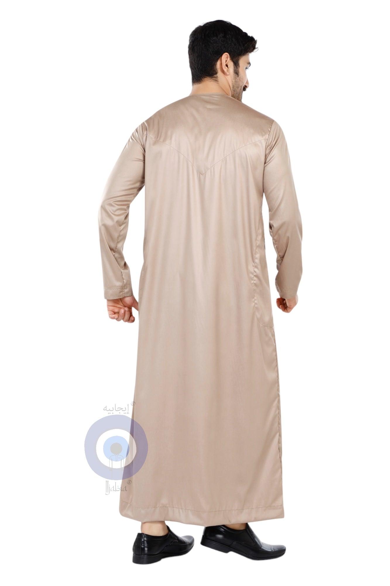 Imported Vietnam Fabric Emirati Mens Omani Thobe - Full Sleeves - Camel - IIJABIA