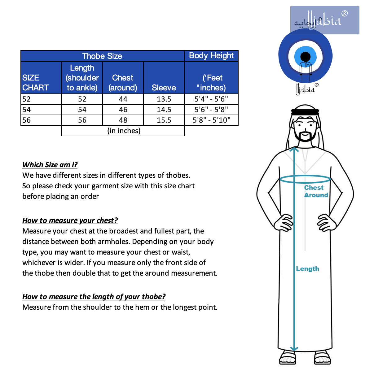 Moroccan Embroidery Mens Thobe - 3/4th Sleeves - Model 7 - IIJM7-8 - IIJABIA