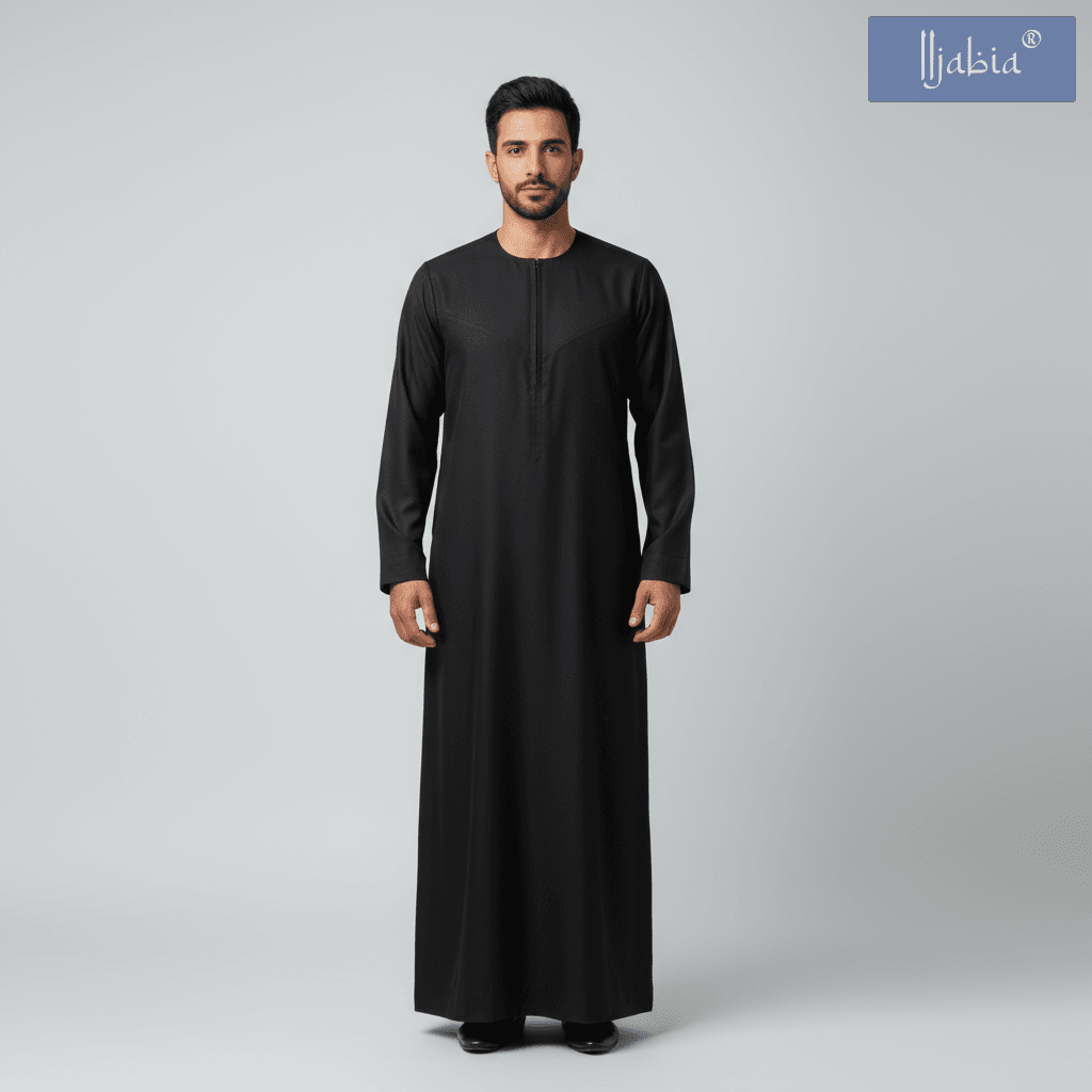 Emirati Thobe - Premium TR Fabric - Black