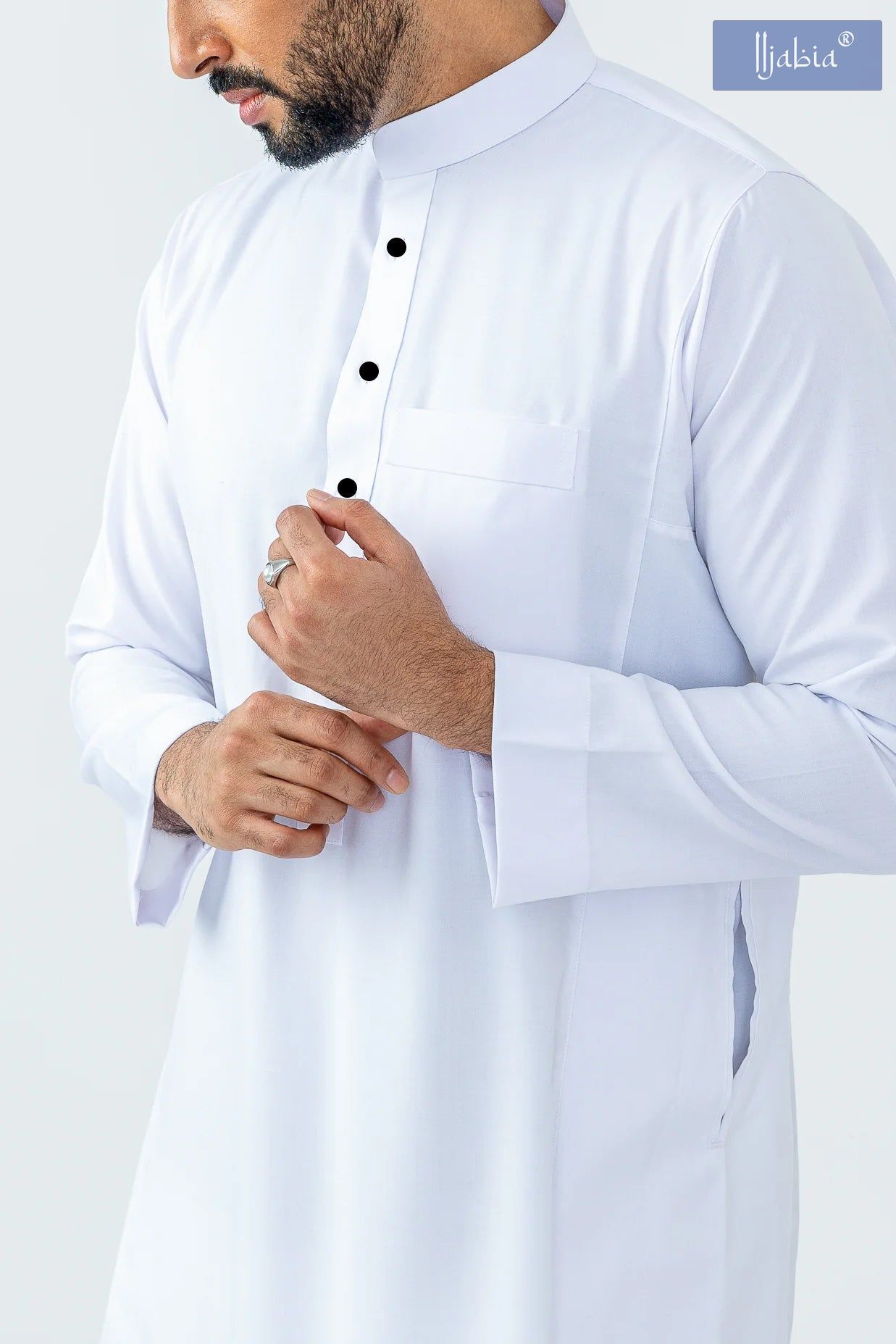 Kids Collar Thobe with Kali - Full Sleeves - White