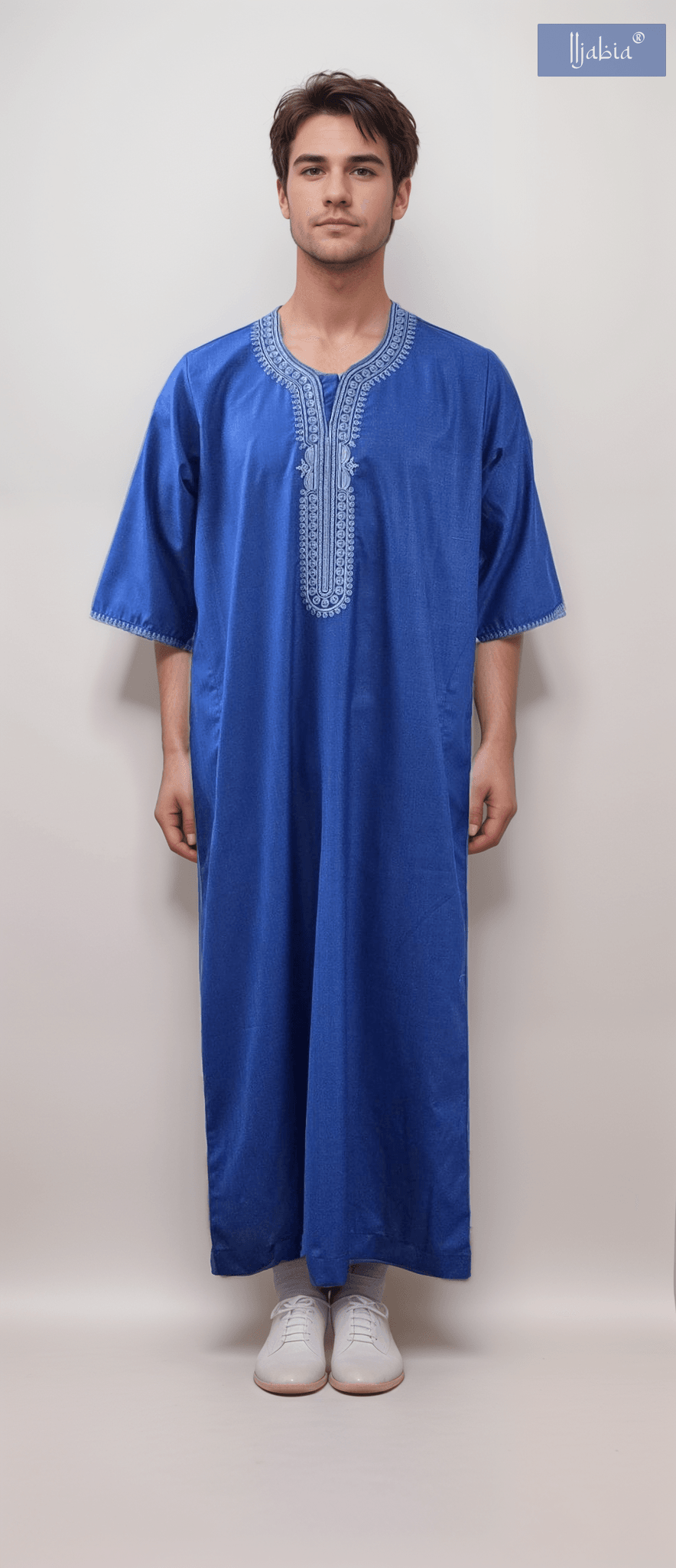 Moroccan Embroidery Mens Thobe - 3/4th Sleeves - Model 8 - IIJM8-9