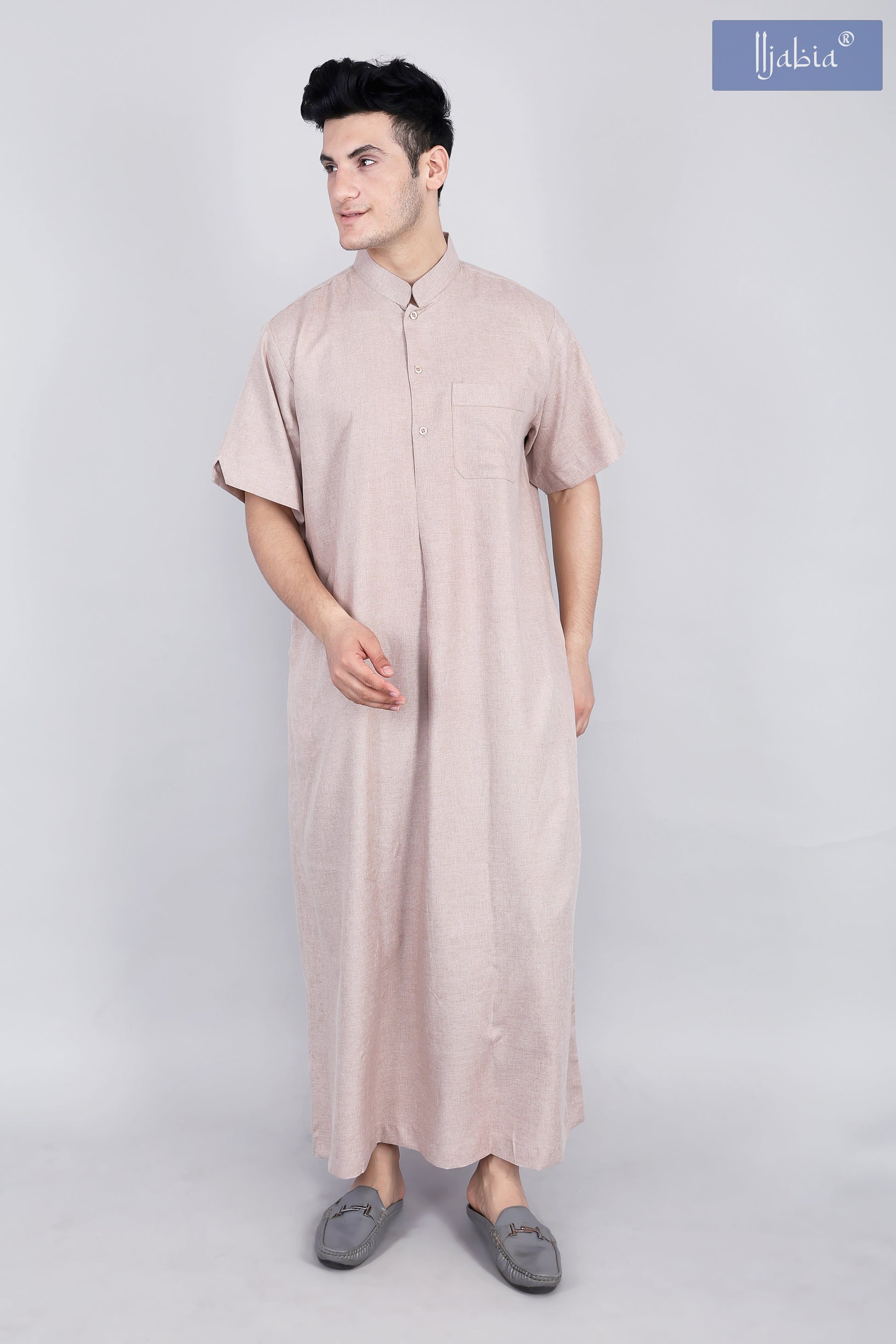  Saudi Collar Mens Thobe - Half Sleeve 
