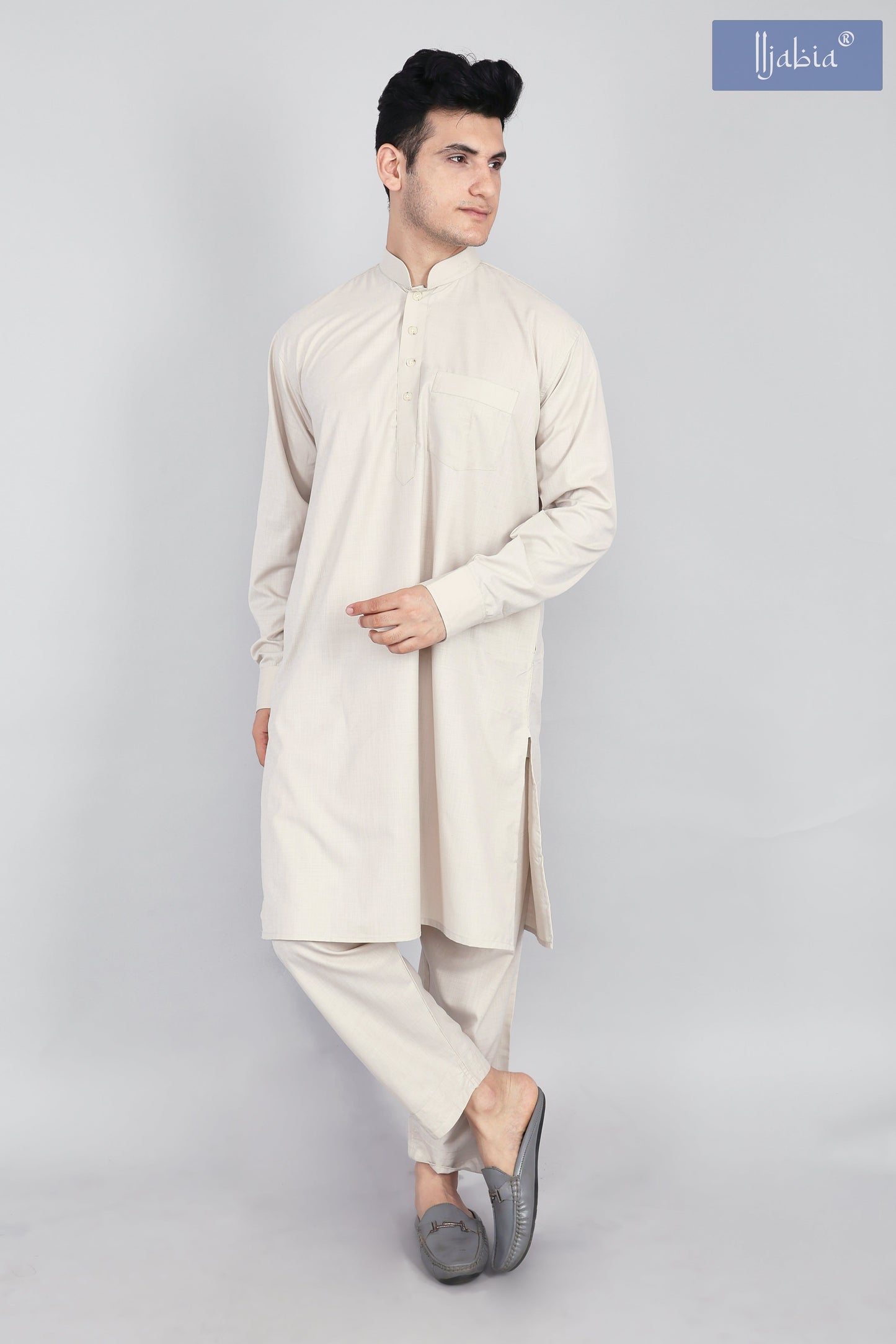 Mens Cream Kurta and Pyjama Set