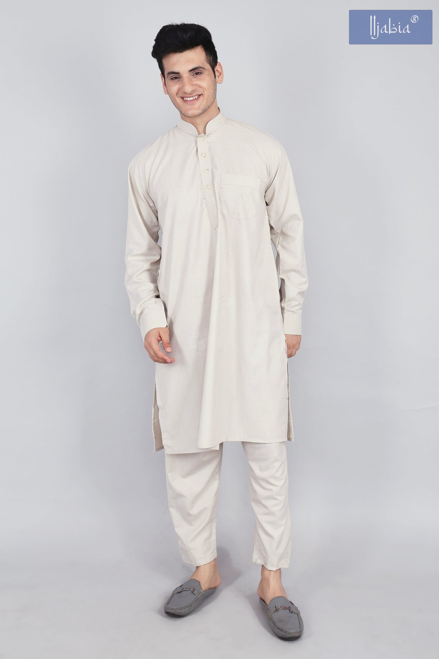 Mens Cream Kurta and Pyjama Set