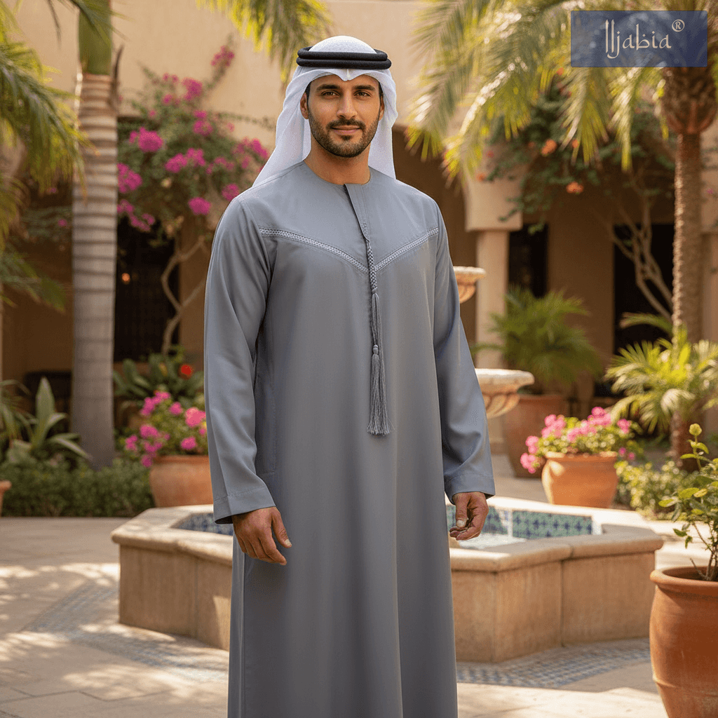 अमीराती पुरुष ओमानी थोबे - पूरी आस्तीन - नेवी ब्लू 