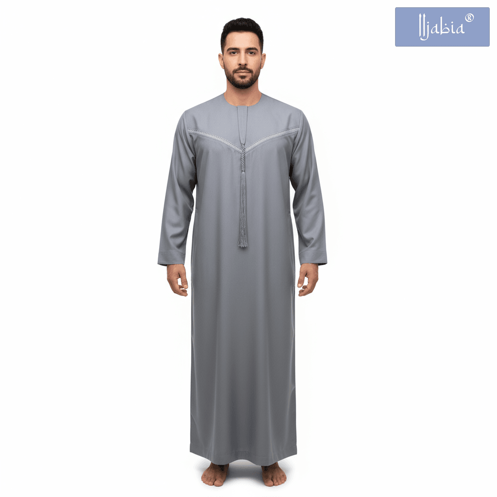 अमीराती पुरुष ओमानी थोबे - पूरी आस्तीन - नेवी ब्लू 