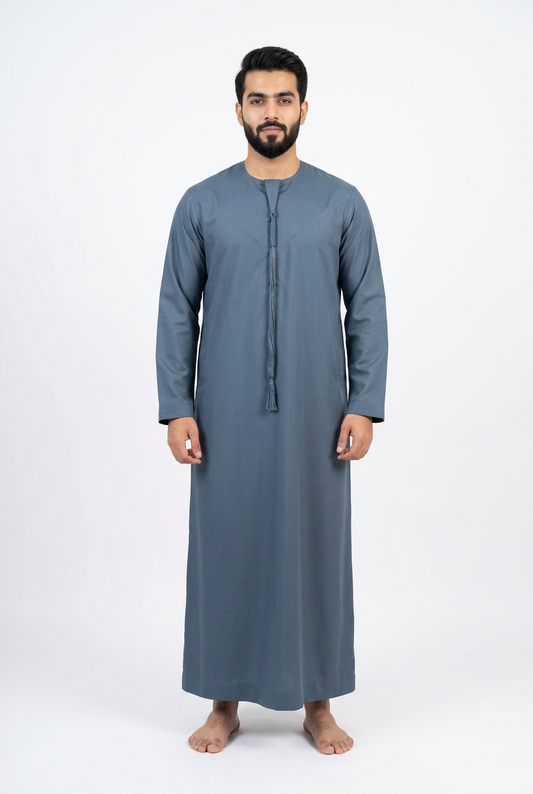 Emirati Thobe With Tassel - Premium TR Fabric - Grey