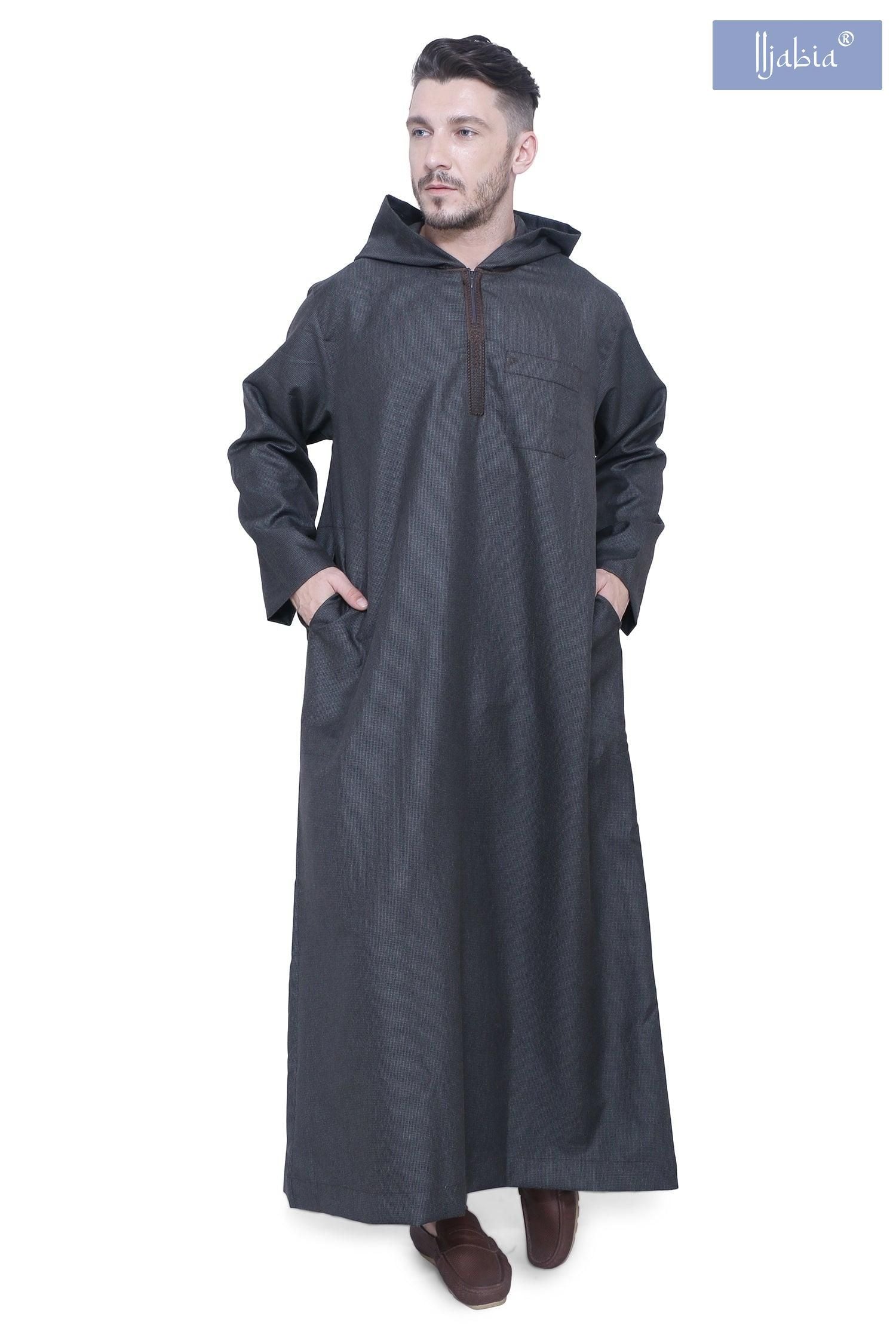 Hooded Mens Thobe - Full Sleeves - HD8 - IIJABIA