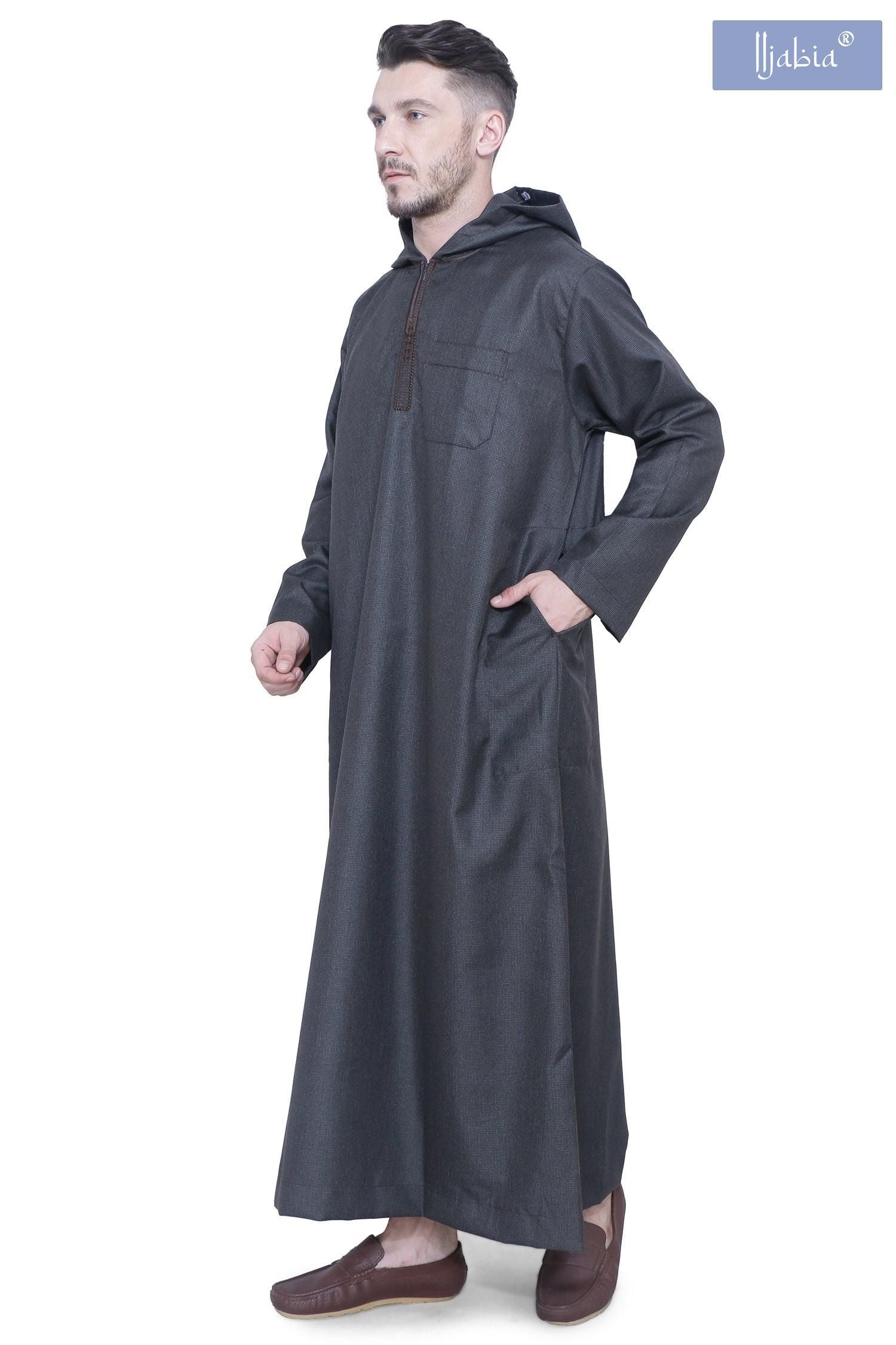 Hooded Mens Thobe - Full Sleeves - HD8 - IIJABIA