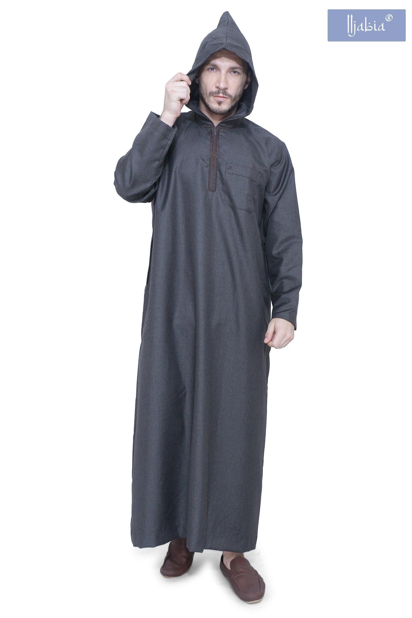 Hooded Mens Thobe - Full Sleeves - HD8 - IIJABIA