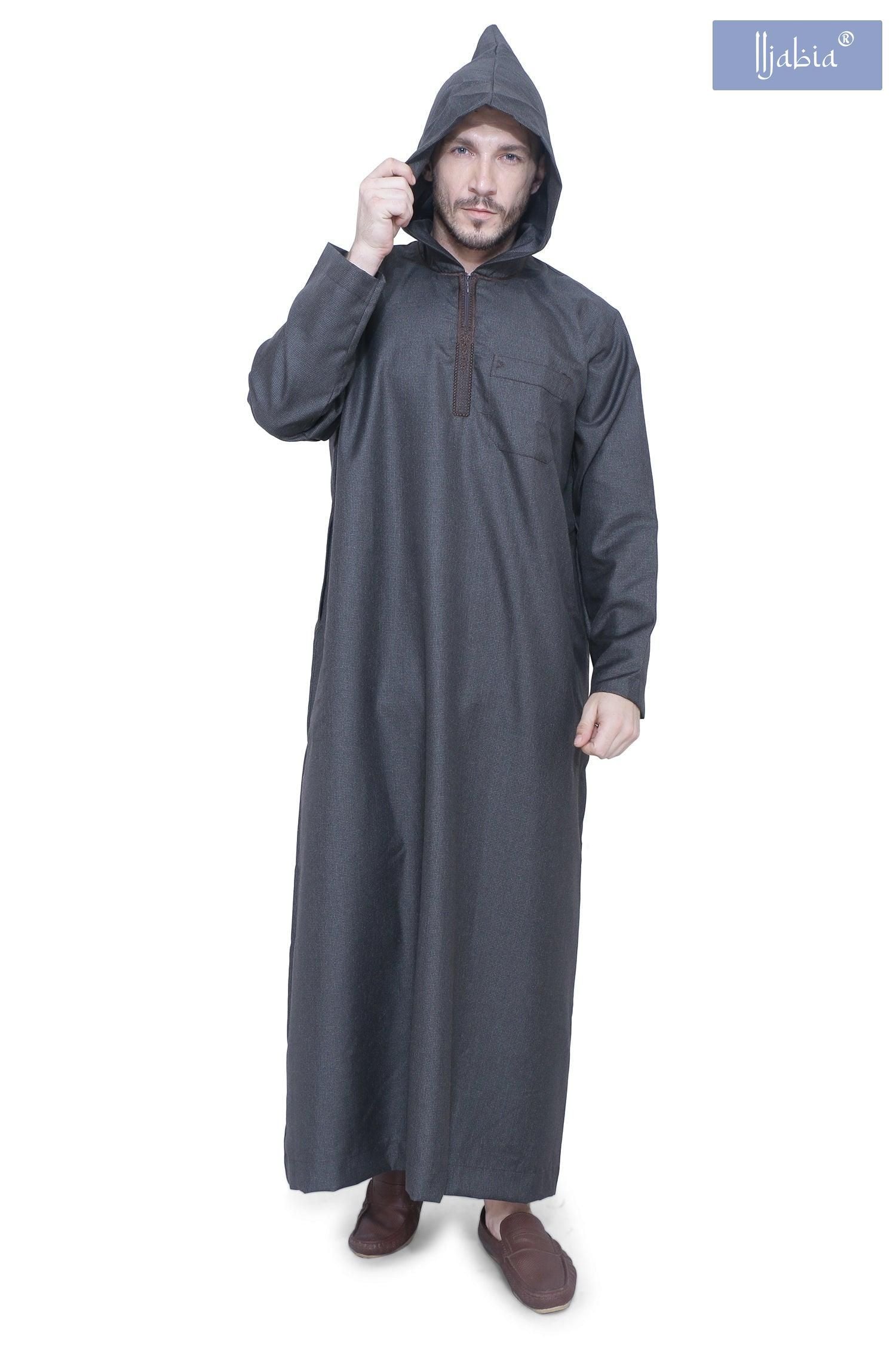 Hooded Mens Thobe - Full Sleeves - HD8 - IIJABIA