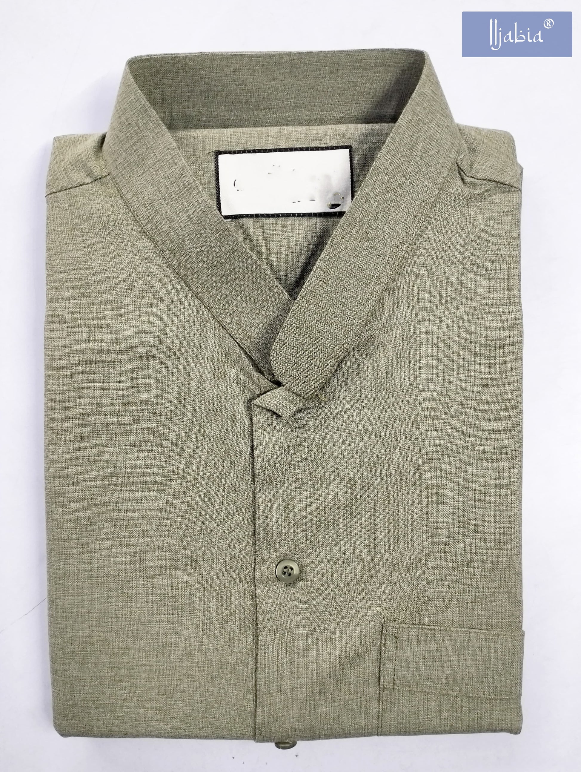 Kuwaiti Collar Mens Thobe - Half Sleeves - Green - IIJABIA