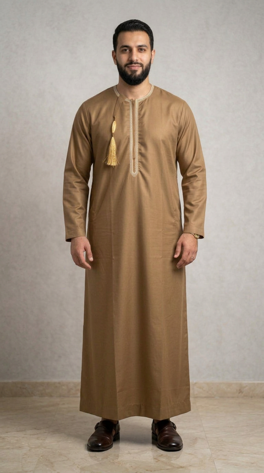 Taj Omani Thobe Full Sleeves - Mens - Brown