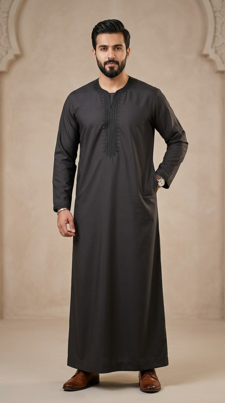 Full Sleeves Moroccan Thobe - Mens - Design 10