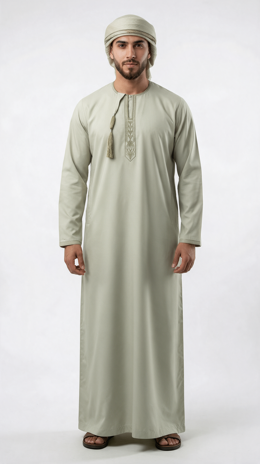 Taj Omani Dishdasha Full Sleeves (Design 1) - Mint