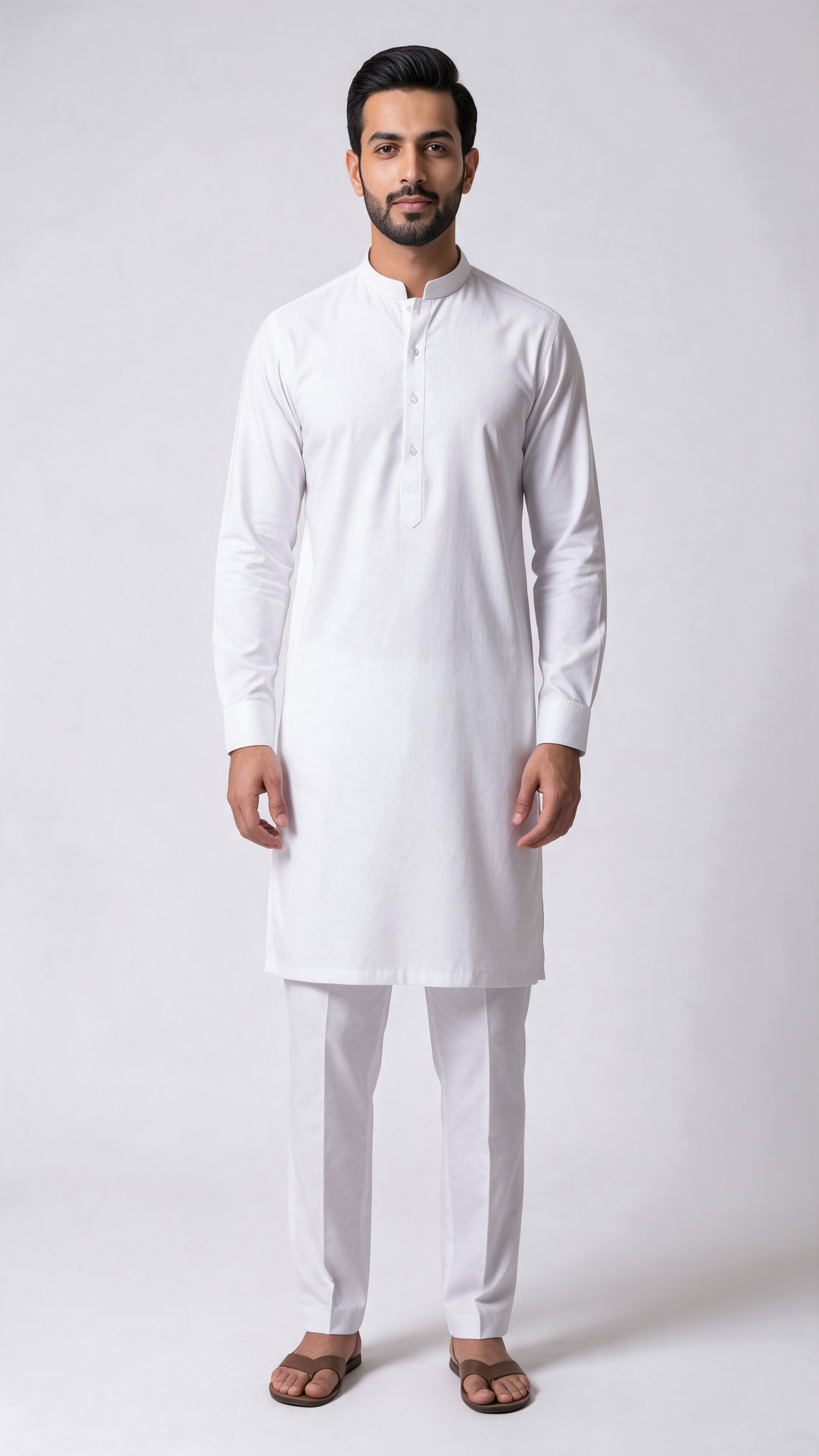 Mens White Kurta and Pyjama Set