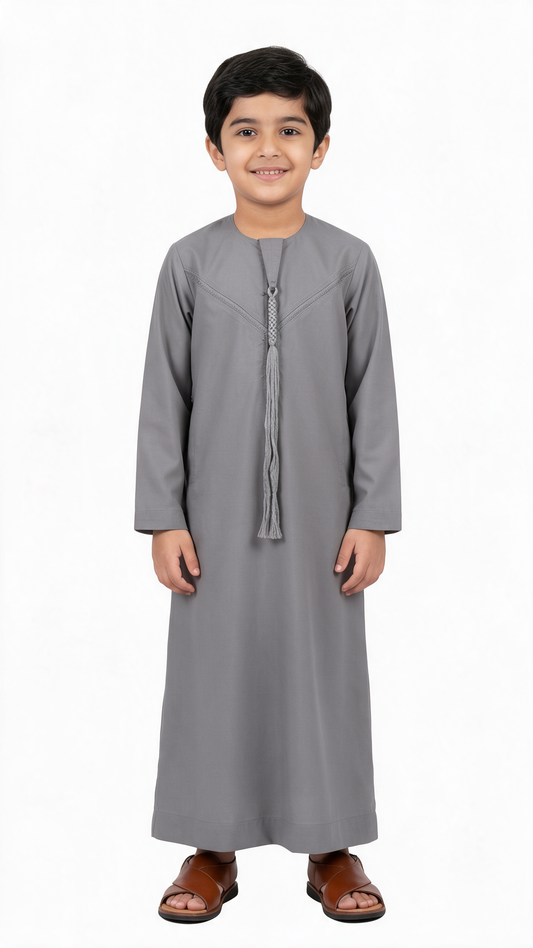 Kids Omani Thobe - Full Sleeves -Grey