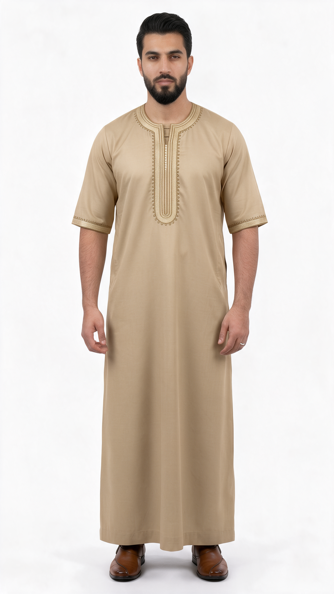 Morocco Thobe - 3/4 Sleeves - Best - Camel
