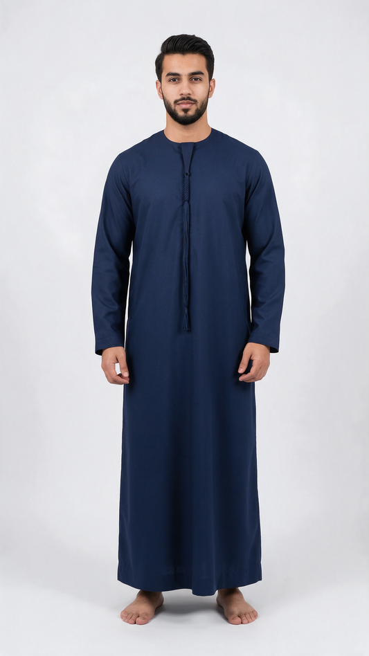 Emirati Thobe With Tassel - Premium TR Fabric - Navy Blue