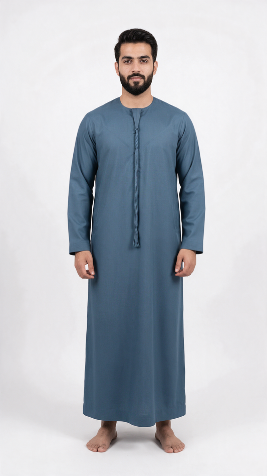 Emirati Thobe With Tassel - Premium TR Fabric - Grey