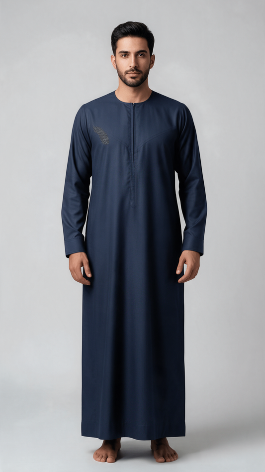 Emirati Thobe - Premium TR Fabric - Navy Blue