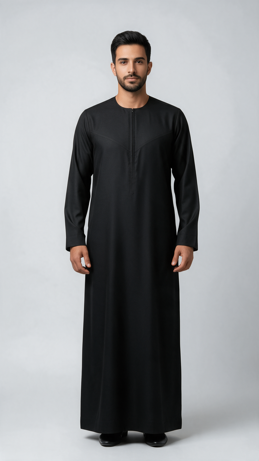 Emirati Thobe - Premium TR Fabric - Black