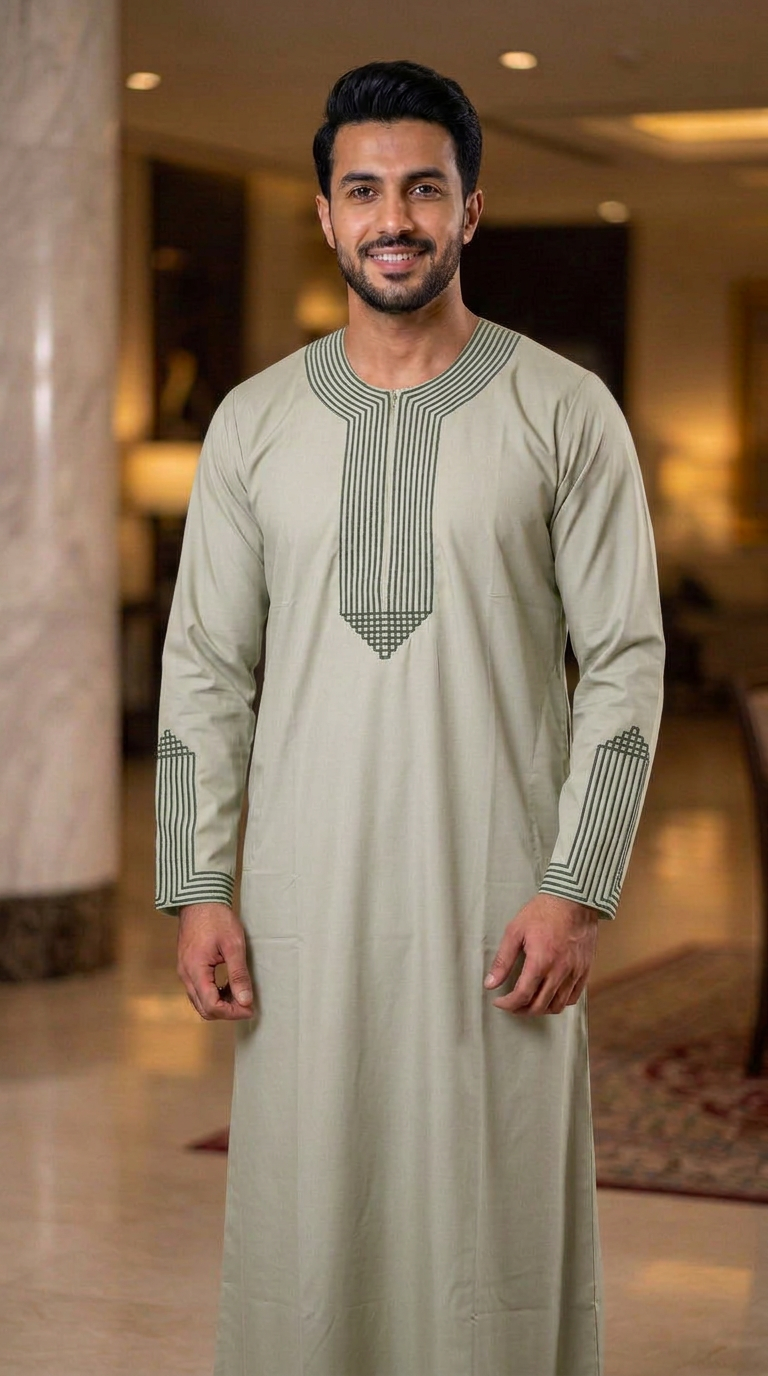 Pyramid Moroccan Thobe Full Sleeves - Mens - Mint