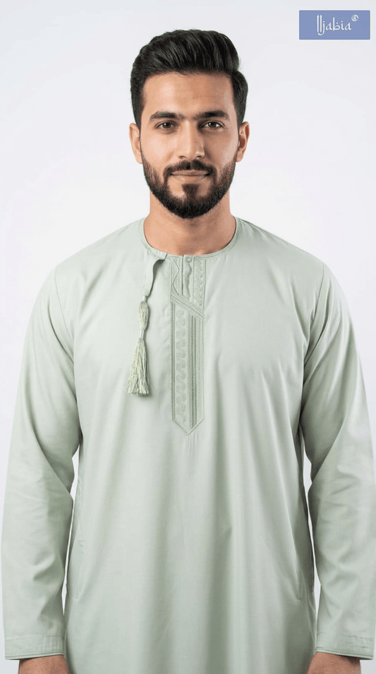 Taj Omani Dishdasha Full Sleeves- (Design 3) - Mint
