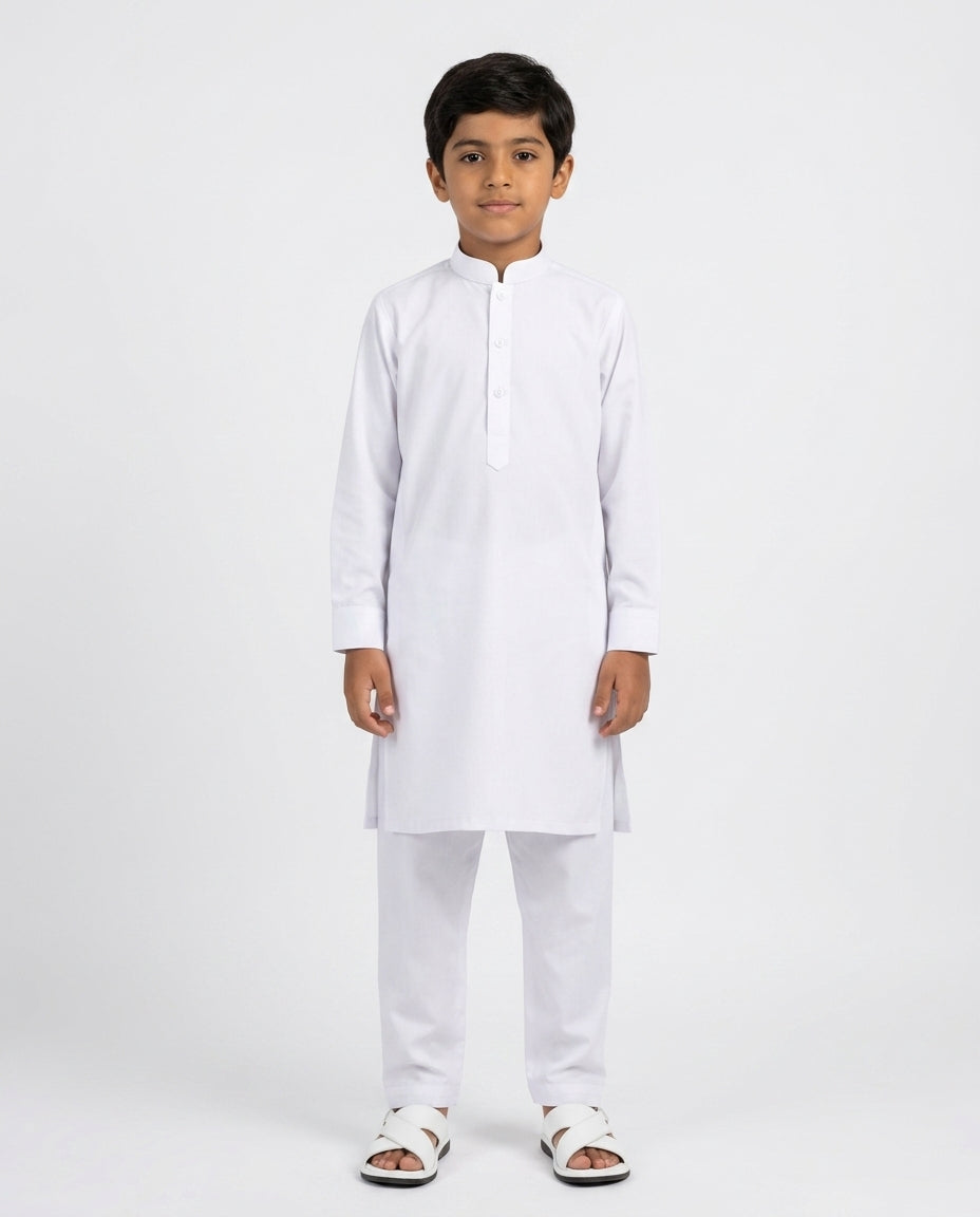 Kids White Kurta and Pyjama Set