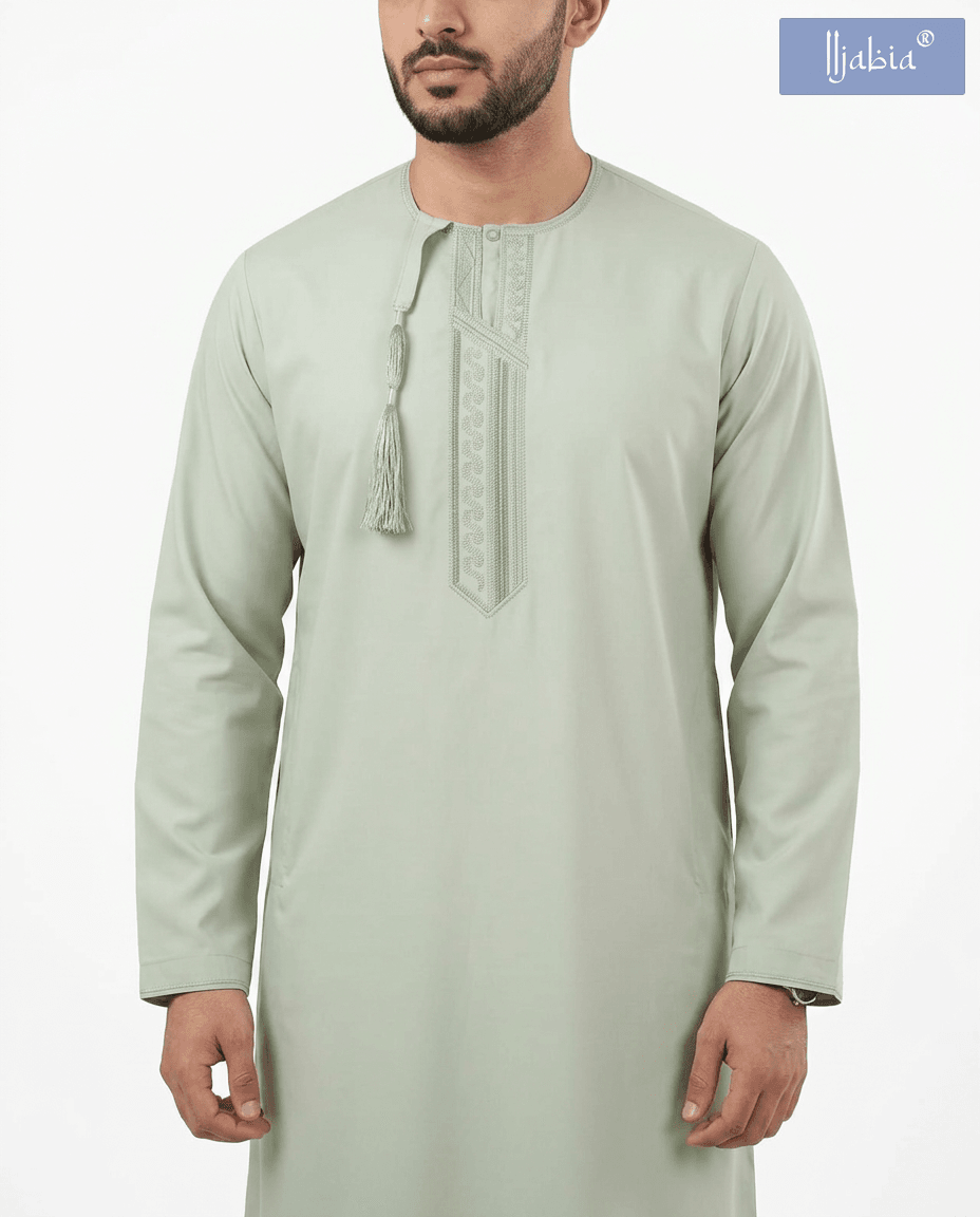 Taj Omani Dishdasha Full Sleeves- (Design 3) - Mint