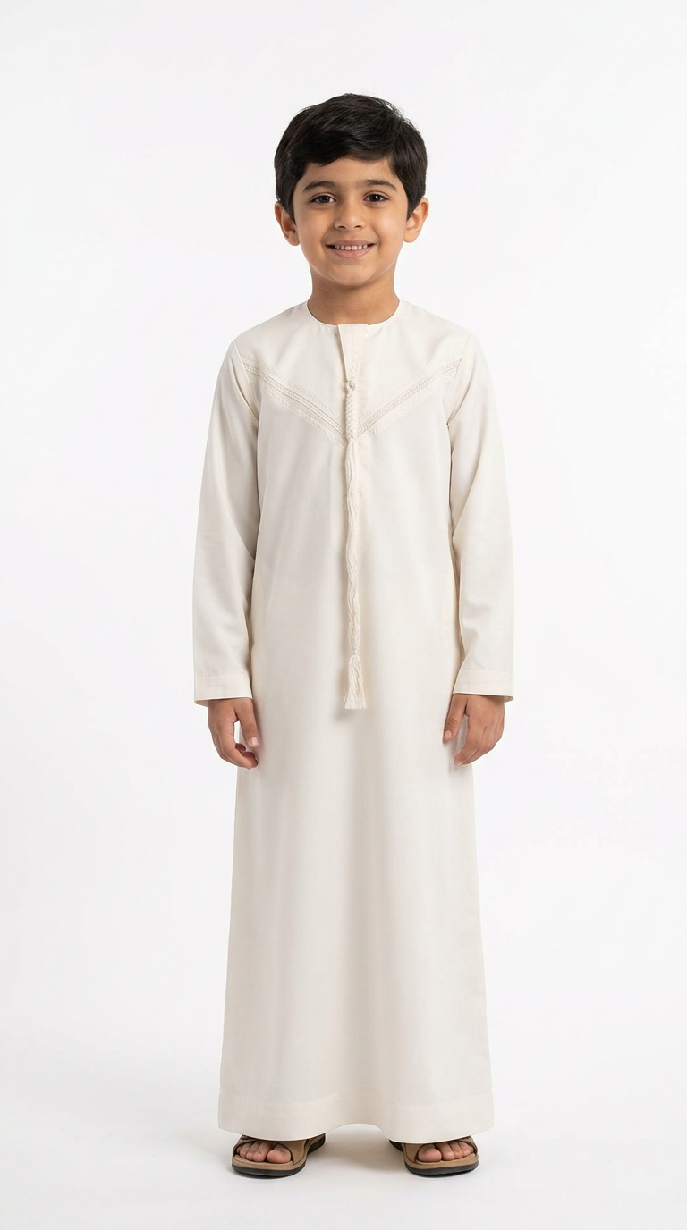 Kids Omani Thobe - Full Sleeves -Crème
