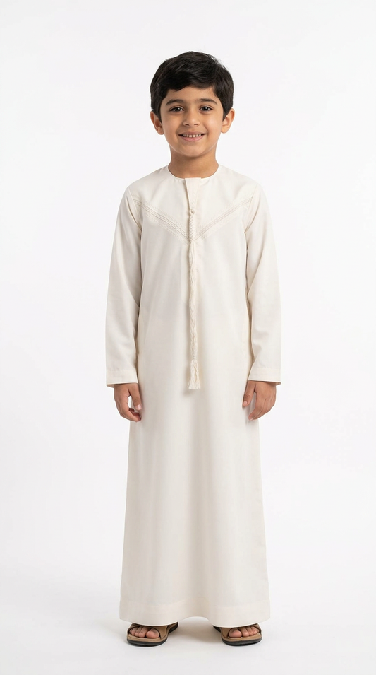 Kids Omani Thobe - Full Sleeves -Crème
