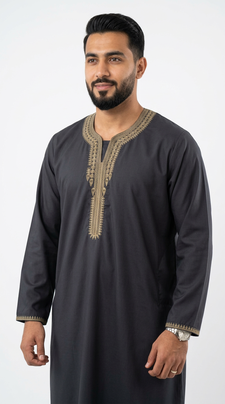 Full Sleeves Moroccan Thobe - Mens - Design 7