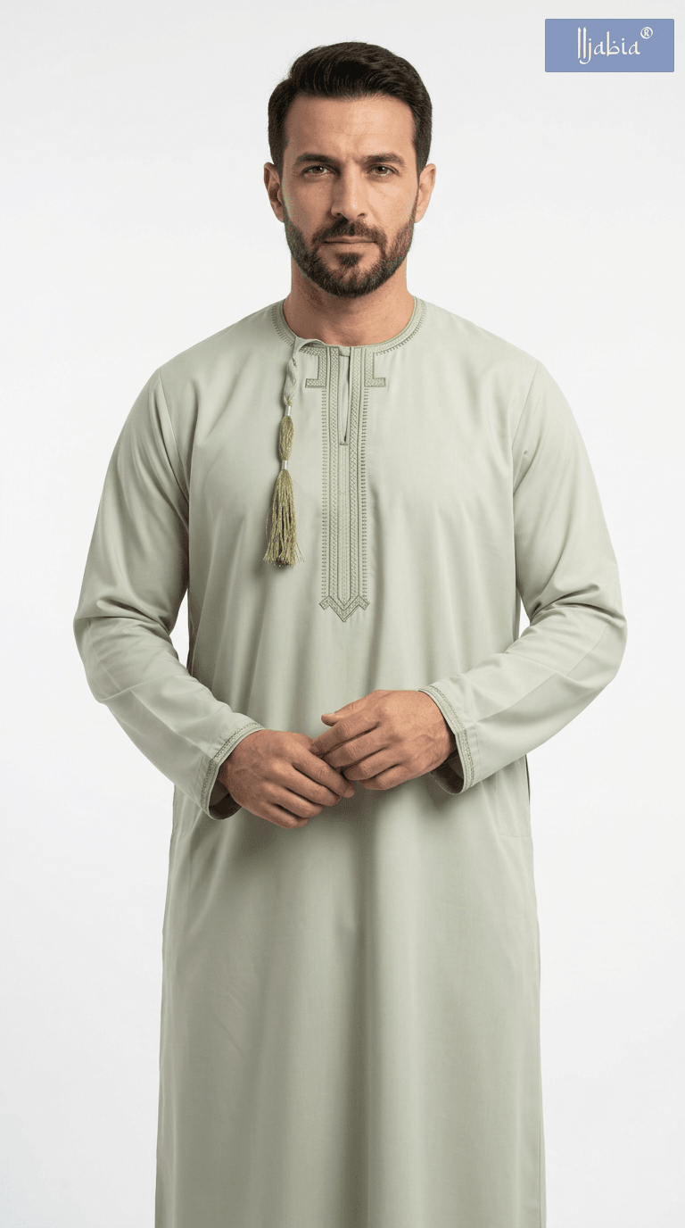 Taj Omani Dishdasha Full Sleeves (Design 1)  - Mint