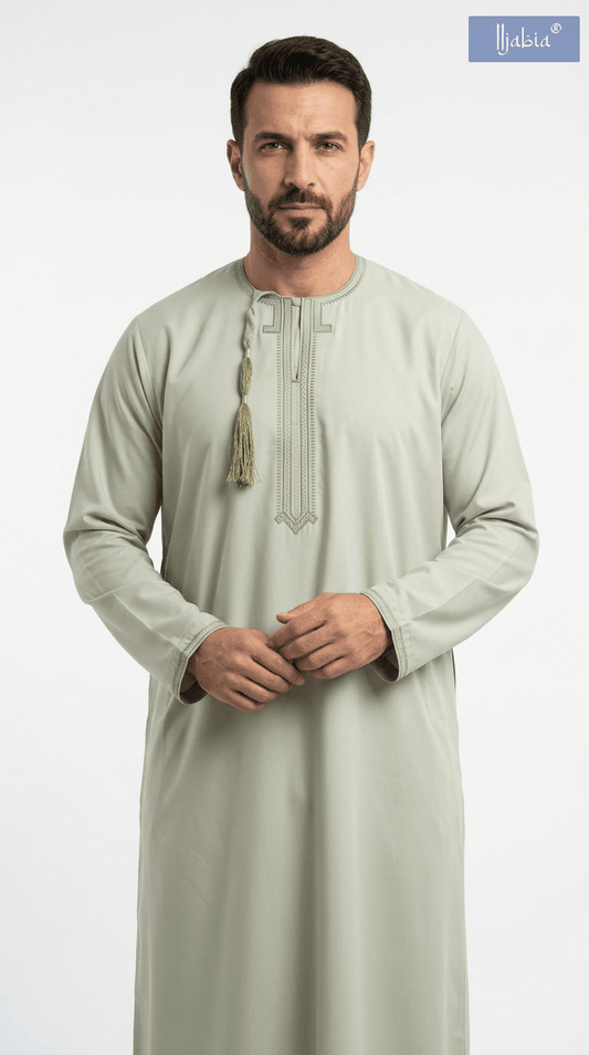Taj Omani Dishdasha Full Sleeves (Design 1)  - Mint