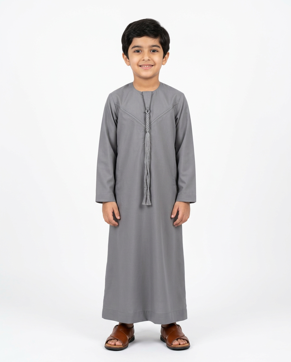 Kids Omani Thobe - Full Sleeves -Grey