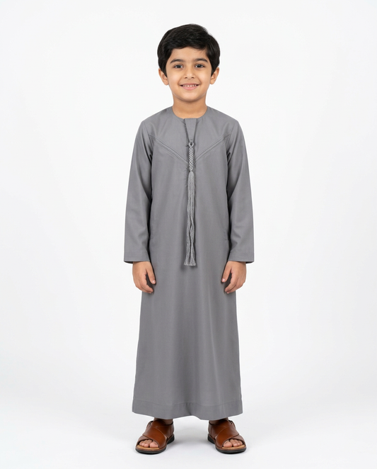 Kids Omani Thobe - Full Sleeves -Grey