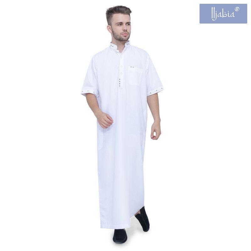 Ejlal Mens Thobe - Half Sleeves - White - IIJABIA