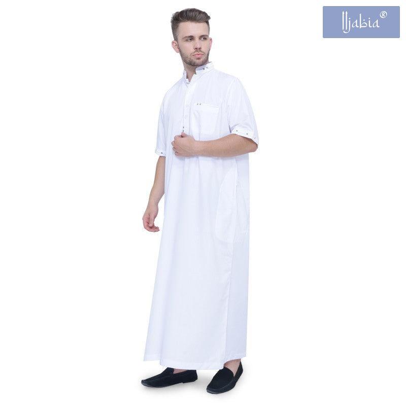 Ejlal Mens Thobe - Half Sleeves - White - IIJABIA