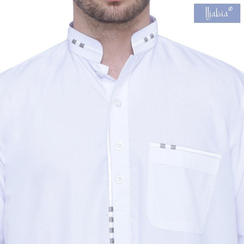 Ejlal Mens Thobe - Half Sleeves - White - IIJABIA