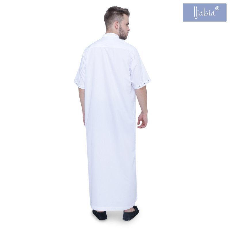 Ejlal Mens Thobe - Half Sleeves - White - IIJABIA